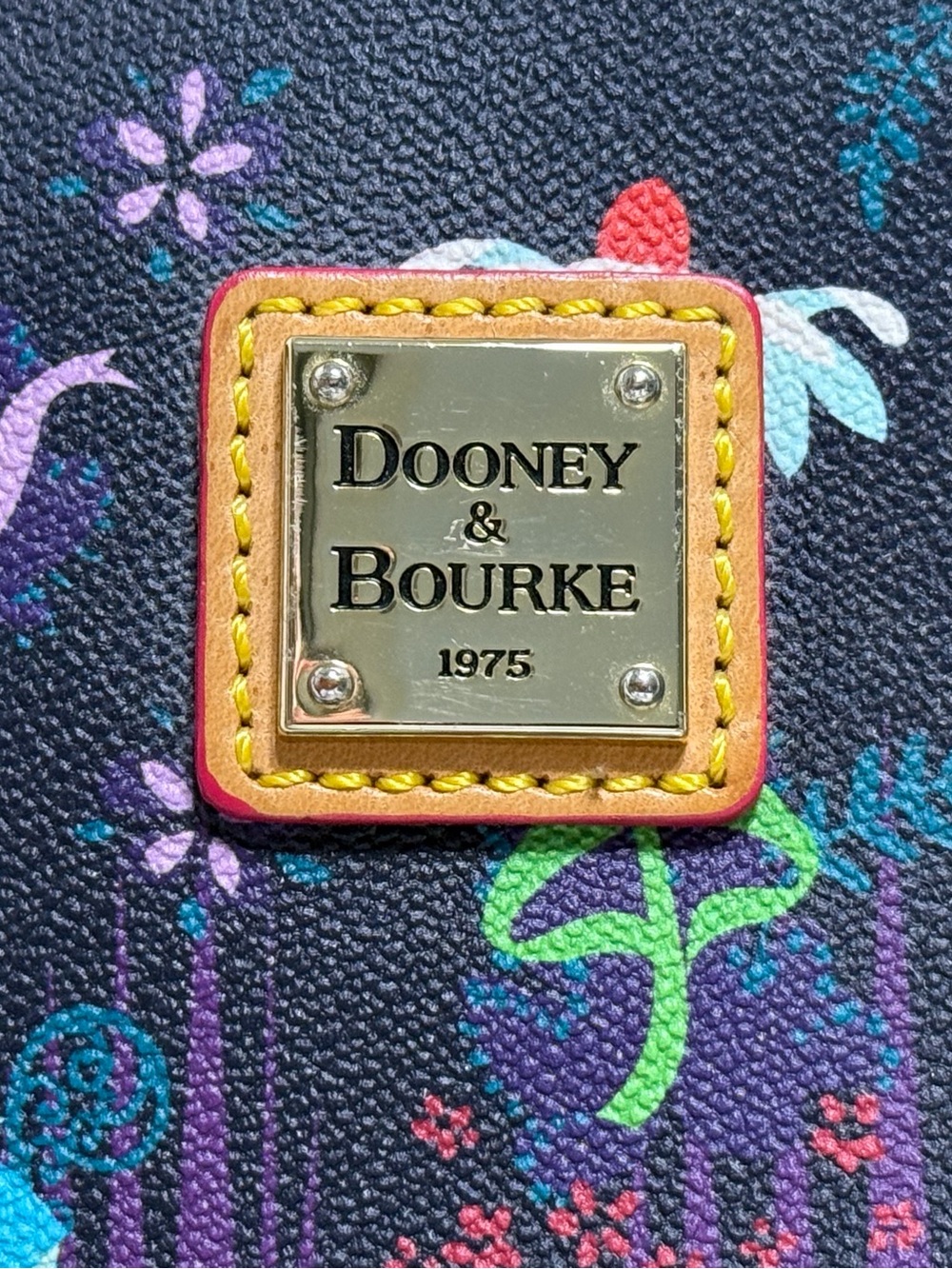 Dooney & Bourke Navy Alice Print Tote with Tan Trim - Picture 16 of 16